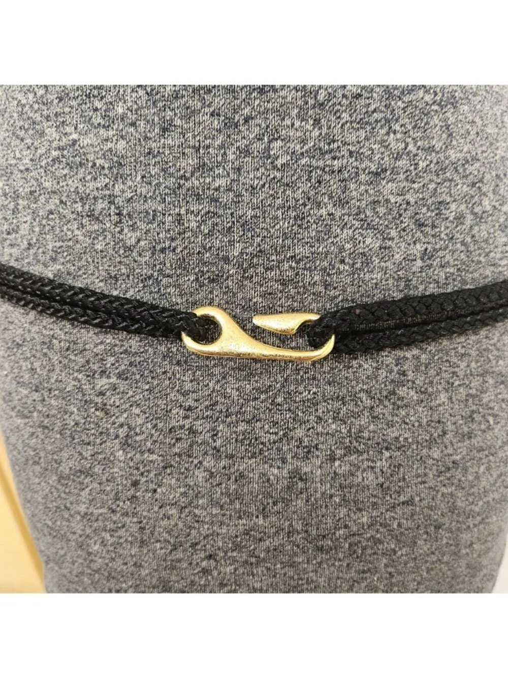 Cinch Belt Womens S/M Black Cord Animal Print Gold Metal Chain Detail 1980s - Picture 8 of 9